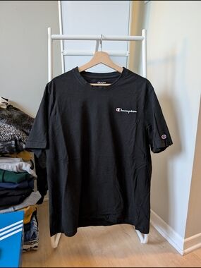 Champion Black Short Sleeve Logo Tee